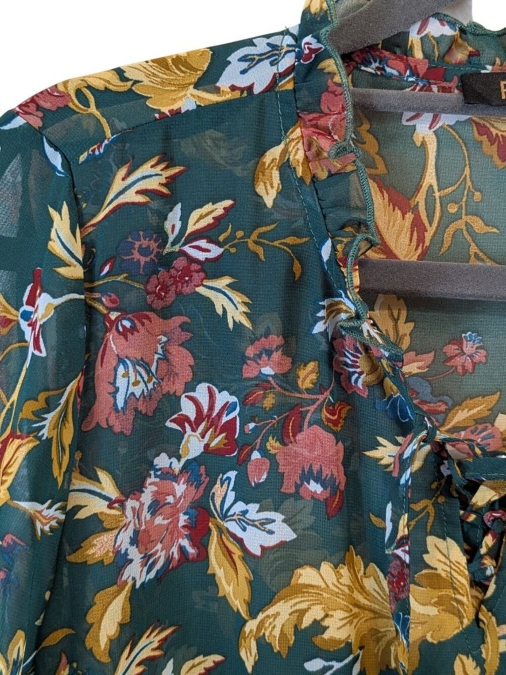 Frye Small Floral Prairie Peasant Top Bell Sleeve Boho Cottagecore Blouse Top - Picture 4 of 14